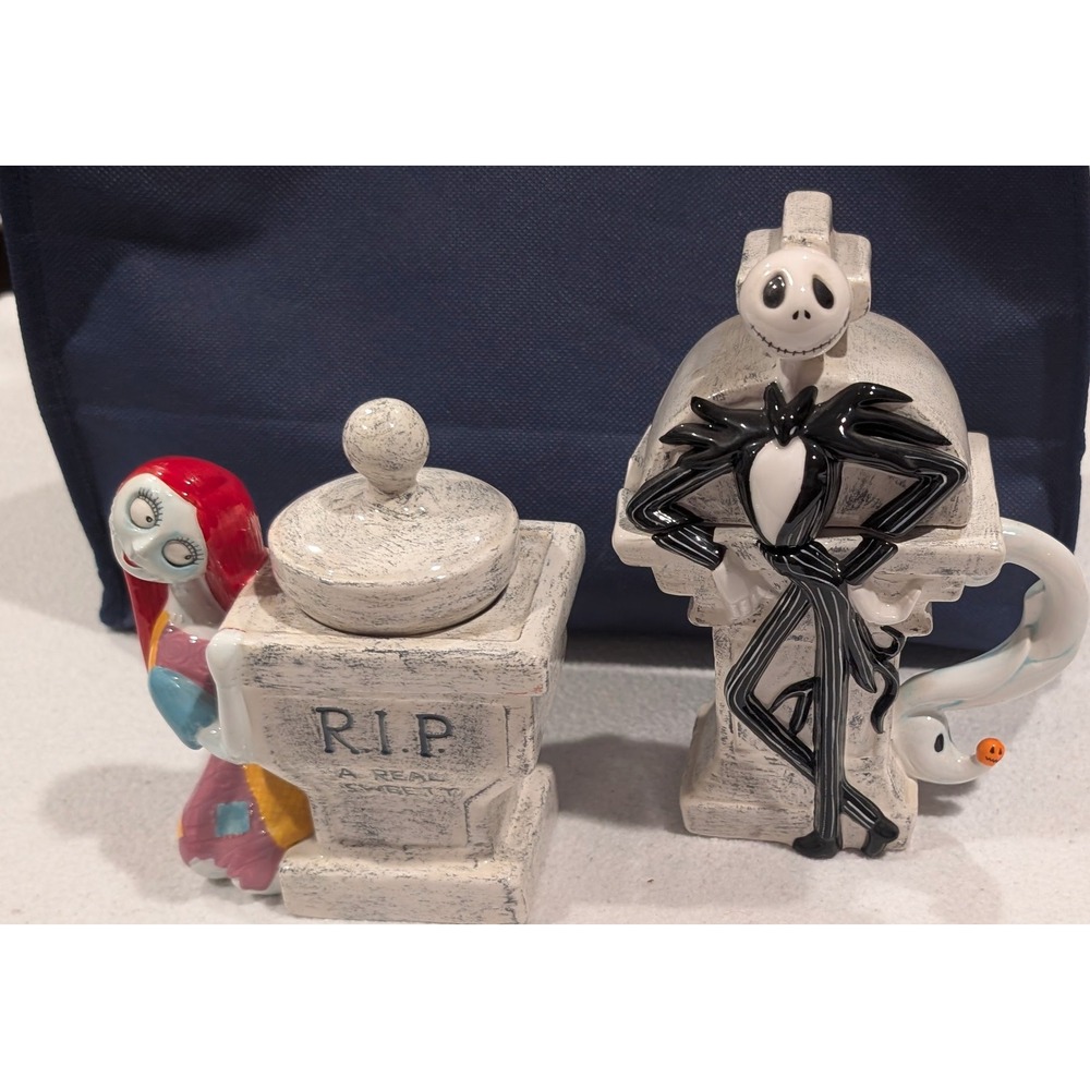 Disney Nightmare Before Christmas Jack Sally Creamer Sugar Set EUC